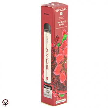 SOAK X ZERO Raspberry soda 1500 затяжек (без никотина) МРК