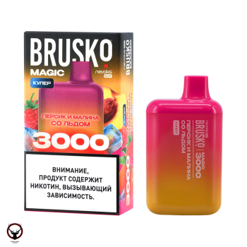 BRUSKO MAGIC Персик и малина со льдом (3000 затяжек) МРК