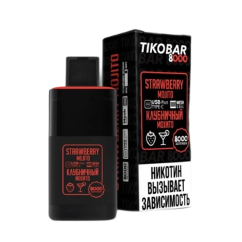 Эл. сиг. TIKOBAR 8000 Strawberry Mojito (Клубничный Мохито)  2 %