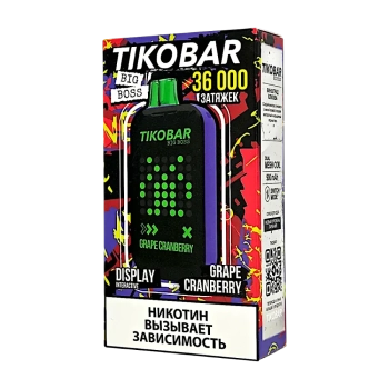 Эл. сиг. TIKOBAR BOSS 36000 Grape Cranberry (Виноград клюква) 2%