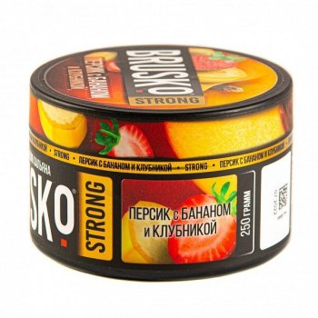 Табак для кальяна BRUSKO STRONG Персик с бананом и клубникой 250гр