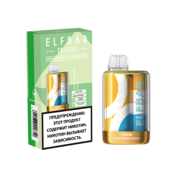 Электронная сигарета ELF BAR TE Зелёное манго гуава (6000 затяжек) 20 мг