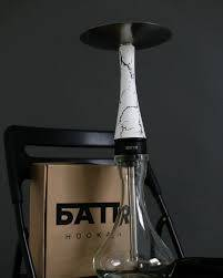 Кальян BATR МОЛНИЯ бело-черный (деревянный мундштук)